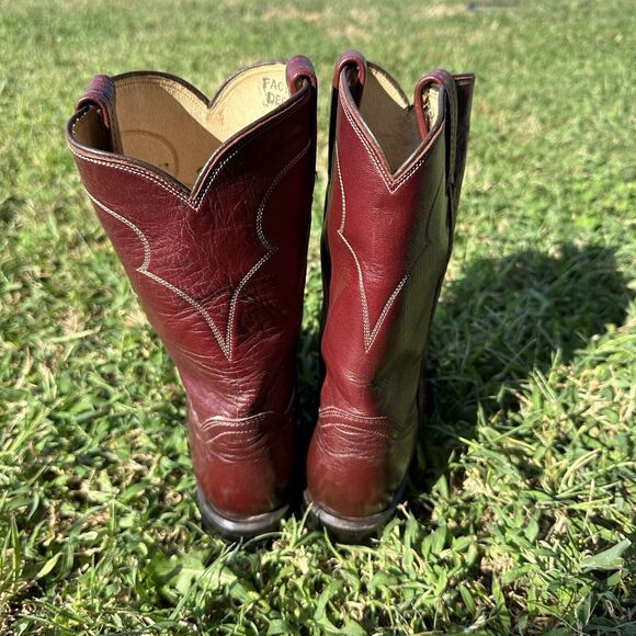 Vintage Tony Lama Roper Boots Womens Size 4.5 B Red Taylor Swift Rodeo Workwear - Picture 5 of 12